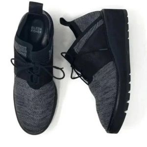 Eileen Fisher Wilson-knit fabric and suede nubuck wedge Oxford  sneaker -size 10